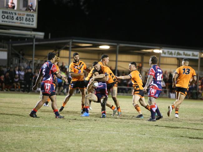 Israel Folau makes his Rugby League Gold Coast debut for Southport Tigers against defending champions Runaway Bay at Owen Park, Southport. Pic Mike Batterham
