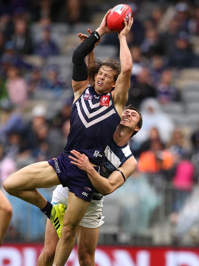 ... and take a big mark. Picture: Paul Kane/Getty Images