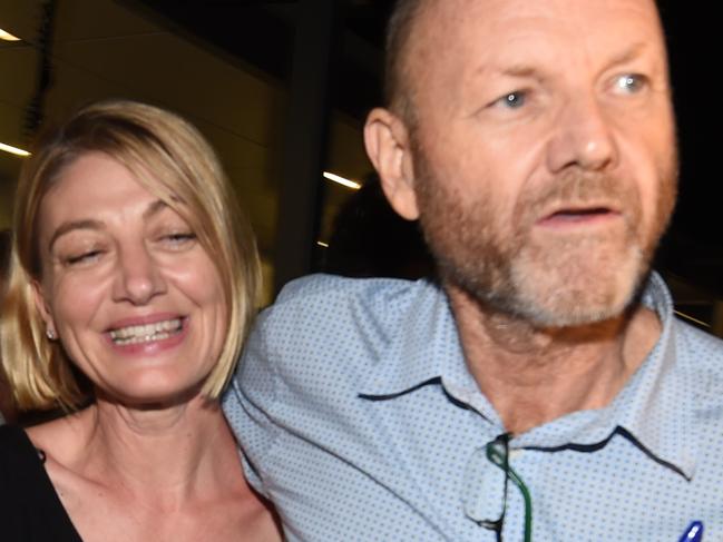 **FILE** An April 21, 2016 file photo of 60 Minutes journalist Tara Brown and 60 Minutes producer Stephen Rice arriving at Sydney International Airport. The 60 Minutes producer behind the Sally Faulkner story has lost his job over the botched Lebanon child snatch attempt but the program survives, Friday, May 27, 2016. (AAP Image/Dean Lewins) NO ARCHIVING