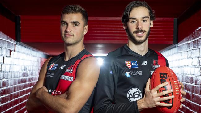 West Adelaide’s Jackson Edwards (left) and Callum Park at Richmond Oval. Picture: Mark Brake