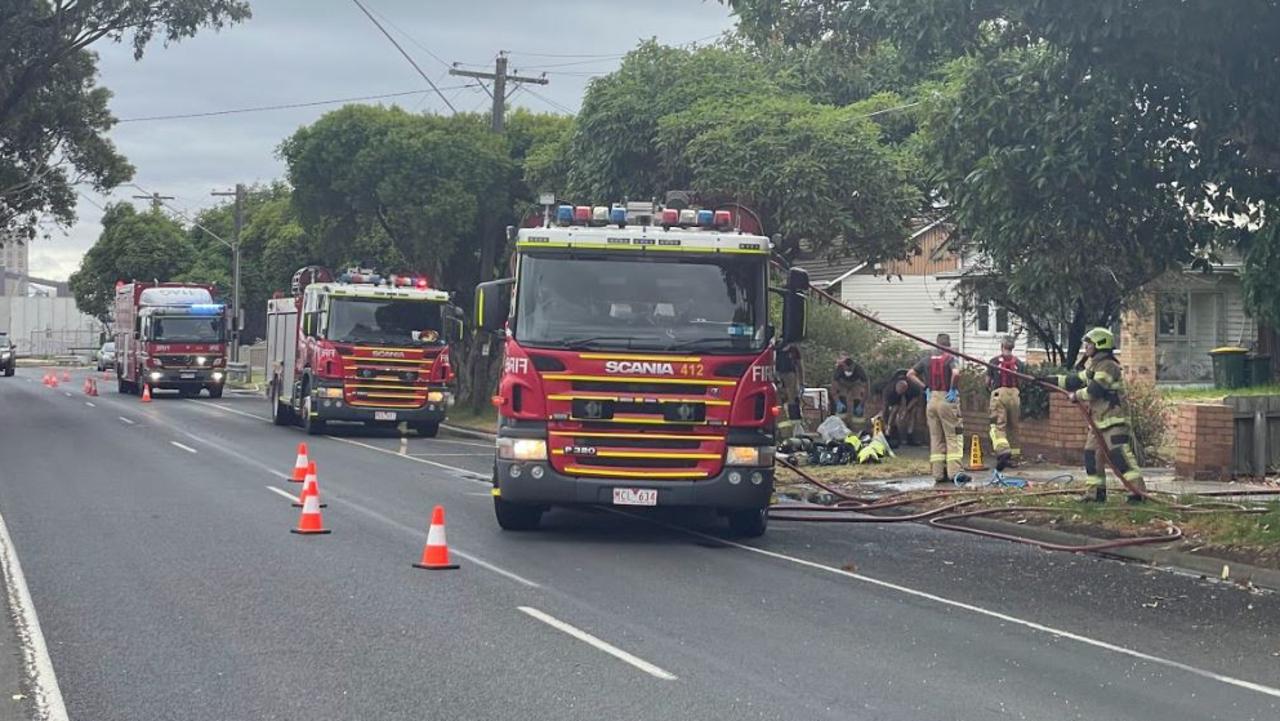 Fire Rescue Victoria attend to a house fore at Norlane. Photo: Alan Barber.