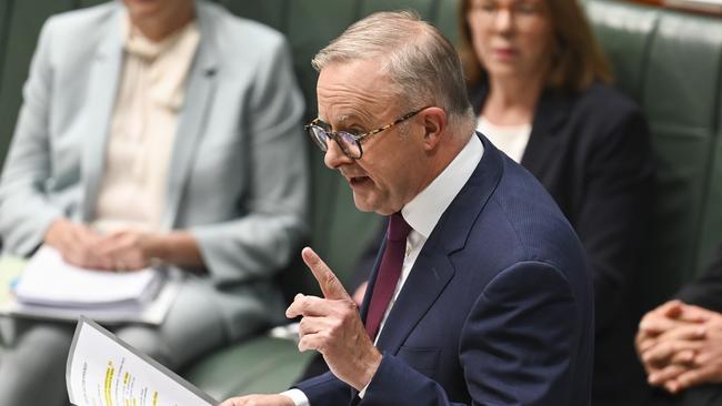 Anthony Albanese makes a point during question rime at Parliament House in Canberra on Tuesday. Picture: Martin Ollman/NCA Newswire