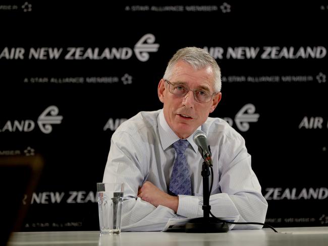 AUCKLAND, NEW ZEALAND - MARCH 20: Air New Zealand Chief Executive Officer Greg Foran speaks during a press conference on March 20, 2020 in Auckland, New Zealand. The New Zealand government today announced a $900 million loan to assist Air New Zealand as the airline struggles with the impact of the global COVID-19 pandemic.  The national carrier's shares have dropped more than 40 per cent in value when markets opening this morning, following trading halt that has been in place since Monday 16 March.  (Photo by Hannah Peters/Getty Images)