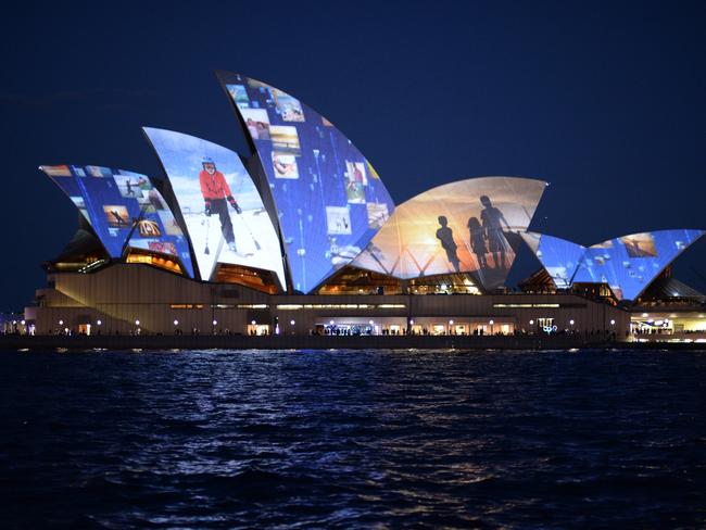 The Sydney Opera House lit up by Samsung in 2013.