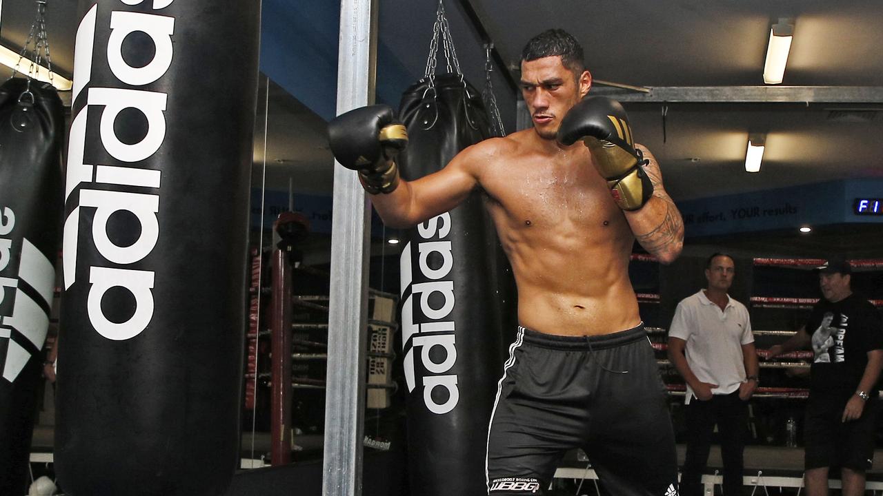 Jai Opetaia trains ahead of his upcoming world title fight. Picture: Tertius Pickard