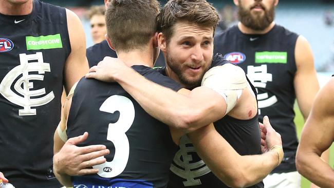 Dale Thomas shares a close bond with captain Marc Murphy. Picture: Wayne Ludbey