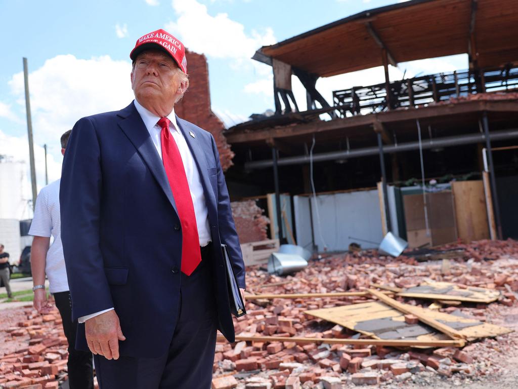 Republican presidential nominee, former US President Donald Trump, visits a furniture store which was damaged during Hurricane Helene on September 30, 2024 in Valdosta, Georgia. Picture: Getty Images via AFP