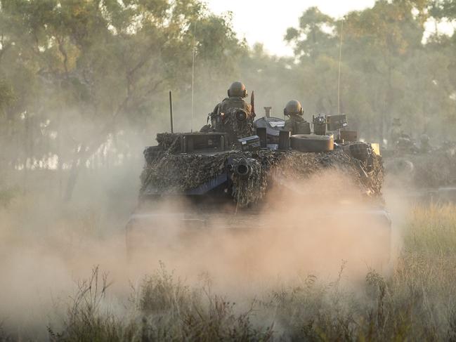 An Australian M1A1 Abrams Main Battle Tank from 2nd Cavalry Regiment during Exercise Brolga Sprint 24 at Townsville Field Training Area, Queensland, on 09 June 2024. *** Local Caption *** Soldiers from the 3rd Brigade conducted Exercise Brolga Sprint at Townsville Field Training Area alongside the United States Army and Marine Corps. Exercise Brolga Sprint 2024 is a combined arms live fire activity where infantry, armour, artillery and combat engineers work together to achieve the mission set. M1A1 Abrams Main Battle Tanks from the 2nd Cavalry Regiment joined the Brigade counter attack as part of the live fire exercise.