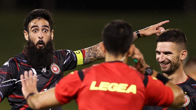 Wanderers skipper Rhys Williams (left) believes criticism of his side’s form has been unwarranted. Picture: Mark Kolbe/Getty Images