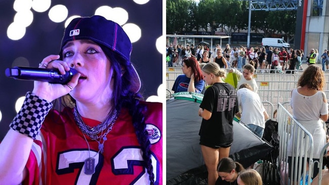 Fans camp out outside Qudos Bank Arena in Sydney days before Billie Eilish concert.