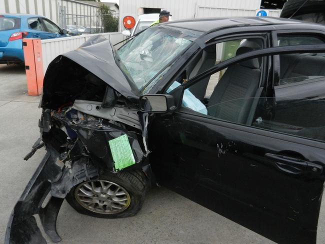 Manuel Larriera's car after it was hit head-on in 2012. Picture: Supplied