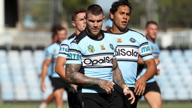 Cronulla sharks trained against Wigan at Shark Park this evening. Pictured is Josh Dugan. Picture: David Swift.