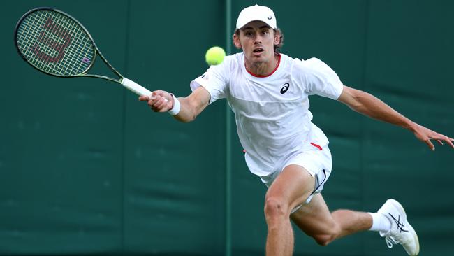 Alex de Minaur overcame a tough first round match. Picture: Michael Regan/Getty Images