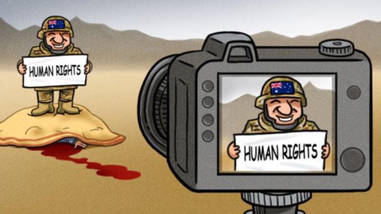 A cartoon accompanying a Global Times article criticising Australia's human rights abuses.