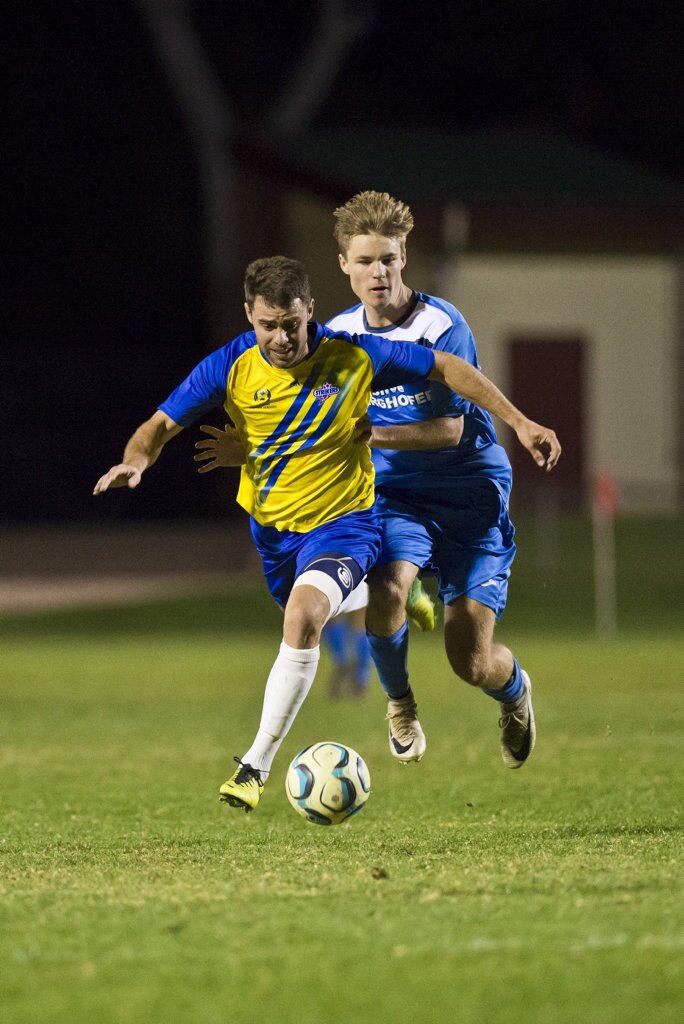 Daniel Weber for South West Queensland Thunder against Brisbane Strikers in NPL Queensland men round 17 football at Clive Berghofer Stadium, Saturday, June 16, 2018. Picture: Kevin Farmer