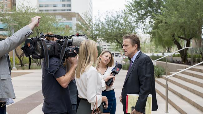 Defence attorney Eric Kessler speaks to the media outside court in Phoenix, Arizona.