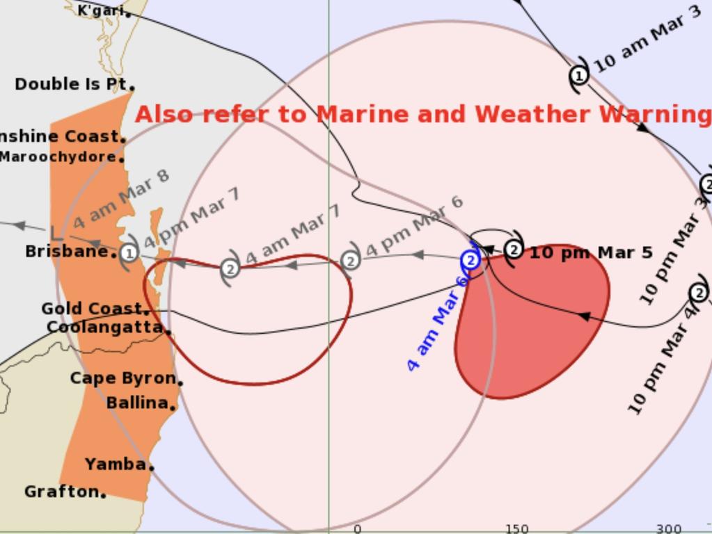 Tropical Cyclone Alfred is not like the other tropical cyclones we’ve seen before. Picture: Bureau of Meteorology