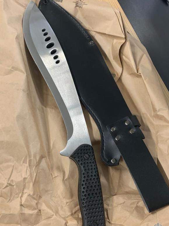 Two large hunting knives allegedly found in the man’s car. Picture: NSW Police