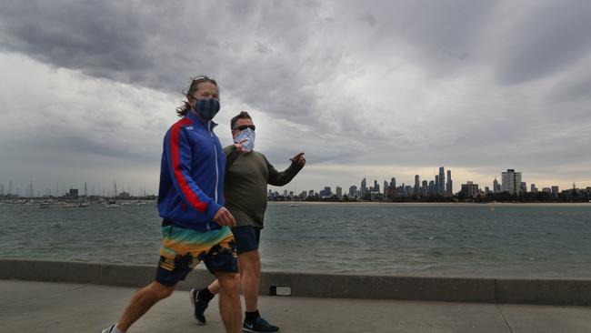 Windy day across Victoria. A band of rain moves in at St Kilda. Tuesday, September 8, 2020. Picture: David Crosling