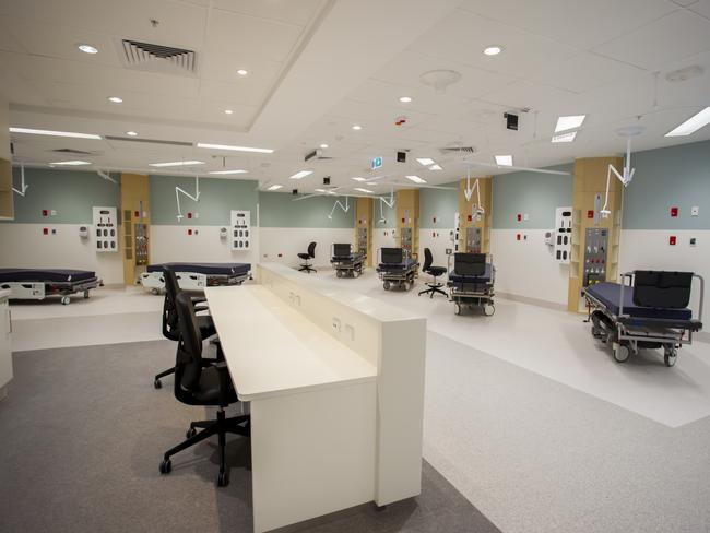 A surgery recovery bay in need of staff and patients.