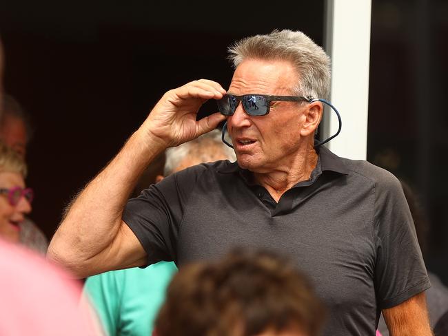 Sam Newman leaves at the memorial for Michael Turner. Picture: Alison Wynd