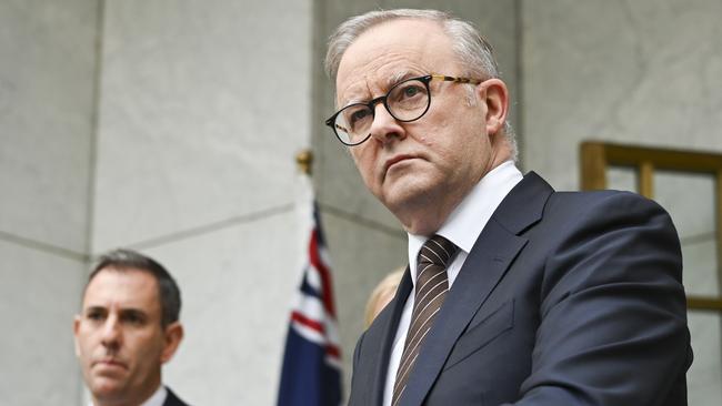 Federal Treasurer Jim Chalmers and Prime Minister Anthony Albanese in Canberra. Picture: NewsWire/Martin Ollman