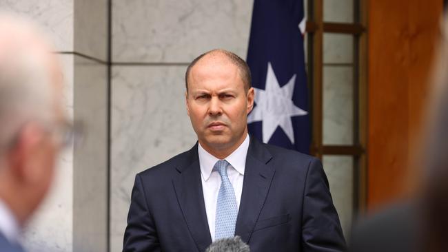 The Treasurer Josh Frydenberg, during a press conference in Parliament House Canberra. Picture: NCA NewsWire / Gary Ramage