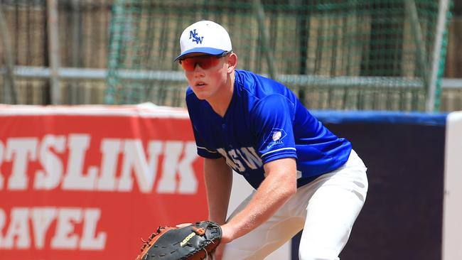 Liam Grant in action for NSW Metro at the 2023 under-18 National Championships. Picture: Baseball Australia