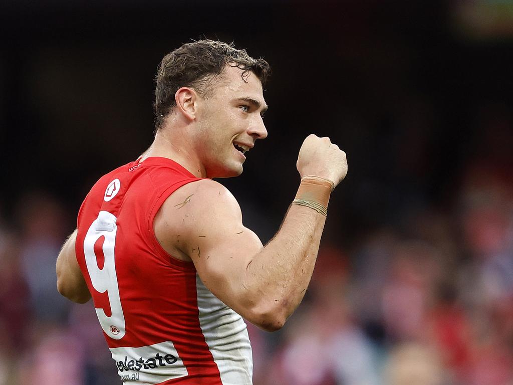 Sydney's Will Hayward celebrates the win during the Sydney Derby XVXII AFL match between the Sydney Swans and GWS Giants at the SCG on May 4, 2024. Photo by Phil Hillyard

(Image Supplied for Editorial Use only - **NO ON SALES** - Â©Phil Hillyard )