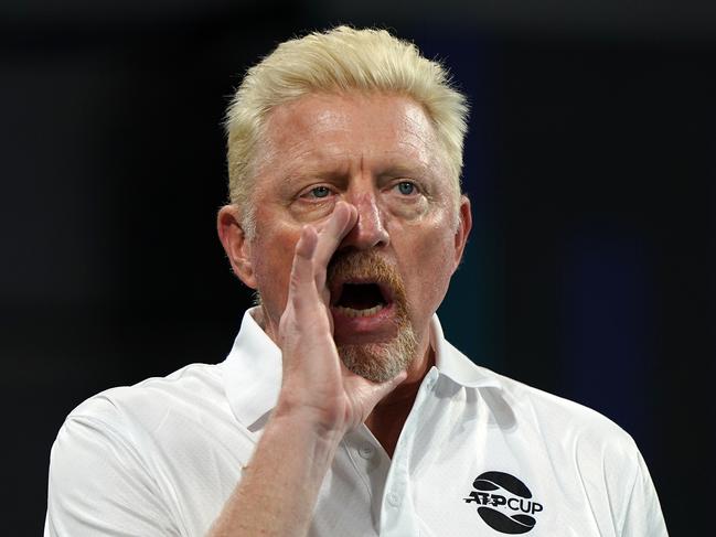 Germany ATP Cup captain Boris Becker during the match between Alex de Minaur of Australia and Alexander Zverev of Germany at the ATP Cup tennis tournament in Brisbane in 2020. Picture: AAP Image/Dave Hunt