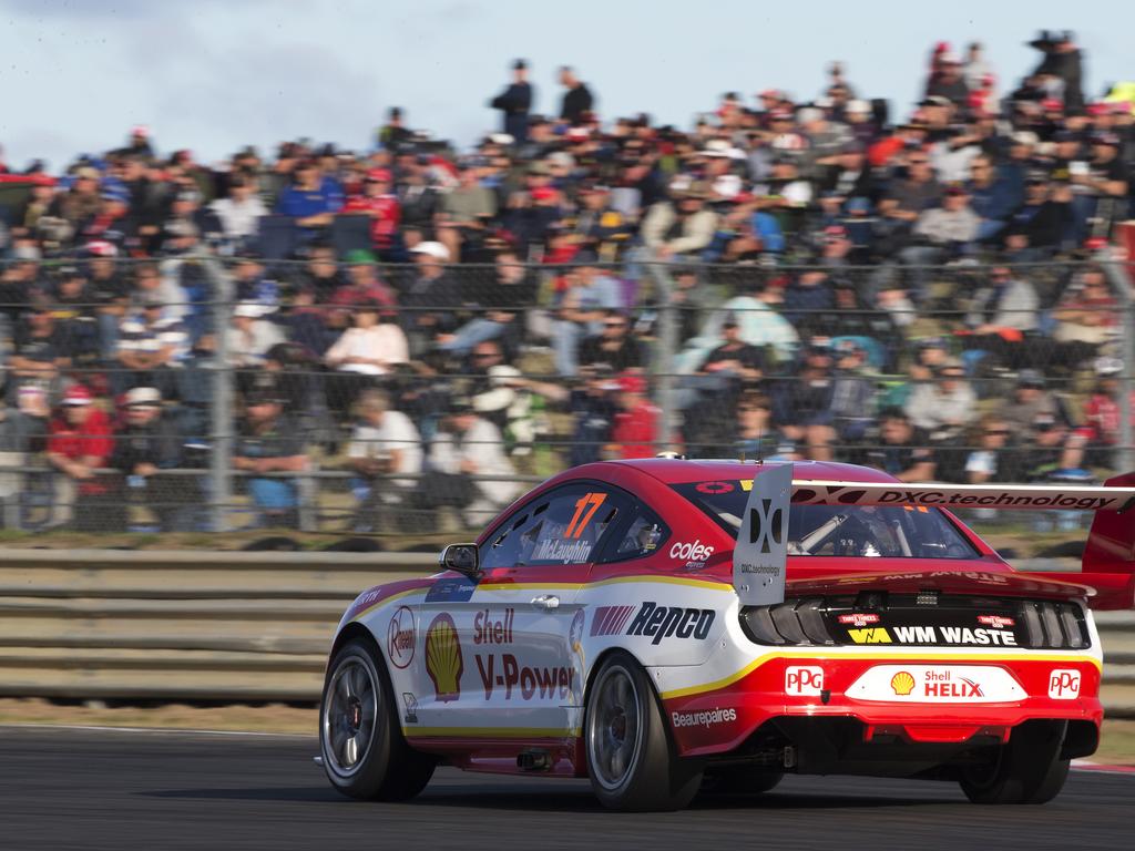 Scott McLaughlin of Team Shell V- Power Racing on his way to winning race 7 at Symmons Plains. PICTURE CHRIS KIDD