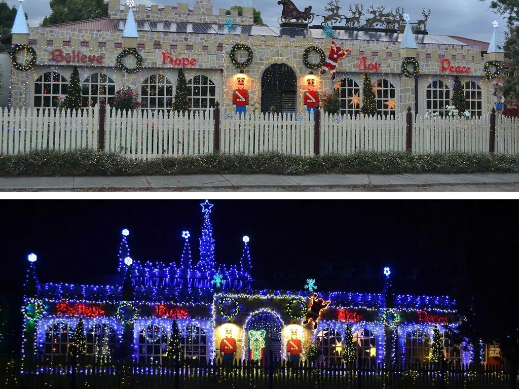 Beverly Bradwell’s Christmas castle at 9 Rothschild St, Woodcroft Christmas. Picture: Beverly Bradwell