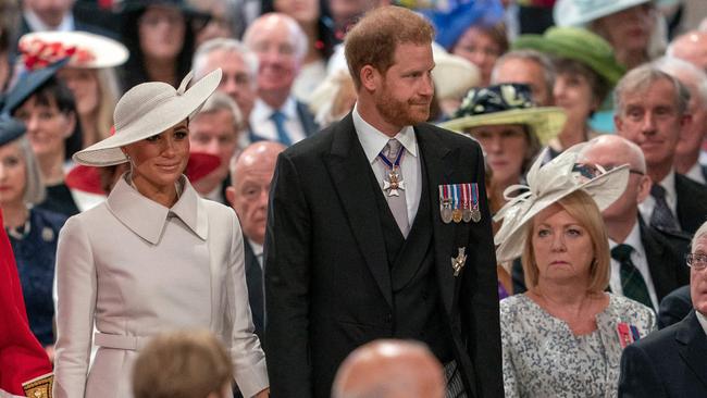 Meghan and Harry at the National Service of Thanksgiving earlier this month. Picture: Arthur Edwards/Pool/AFP