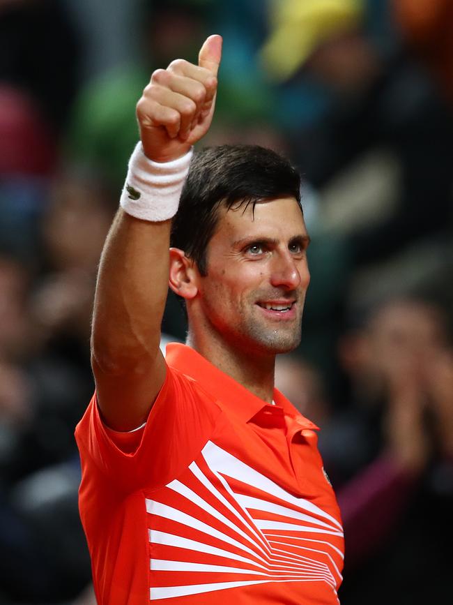 Novak Djokovic celebrates victory in Rome. Picture: Getty Images