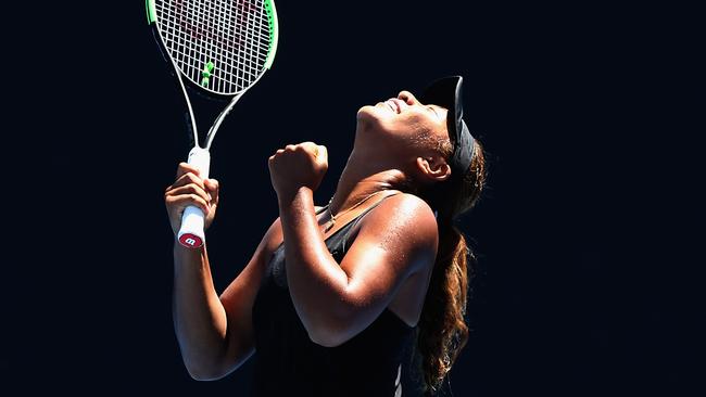 Aiava celebrates her win against Tammi Patterson. Picture: Getty Images