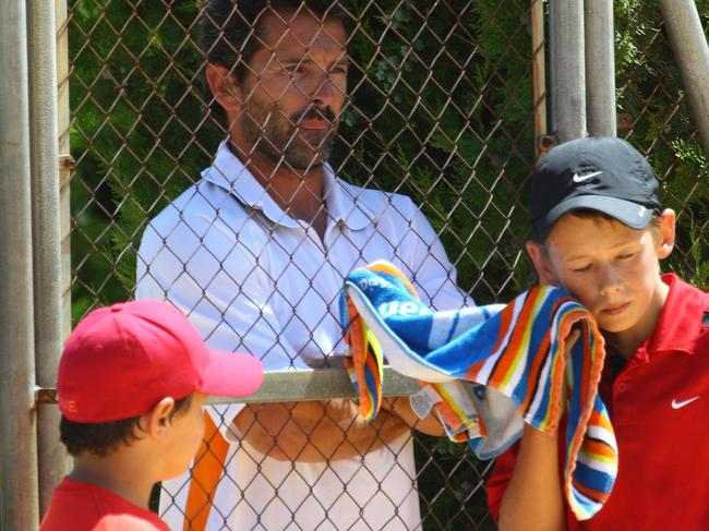 Alex de Minaur's long-time coach Adolfo Gutierrez watches on. Picture: Supplied