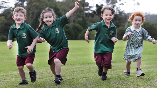 My First year for Springbrook State school prep class (L-R) Fletcher, Edie, Reuben, and Evie. Picture Glenn Hampson.