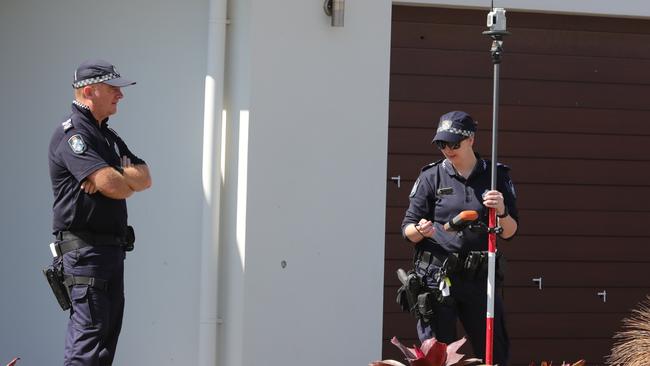 Police at the scene after the second shooting. Picture: Glenn Hampson