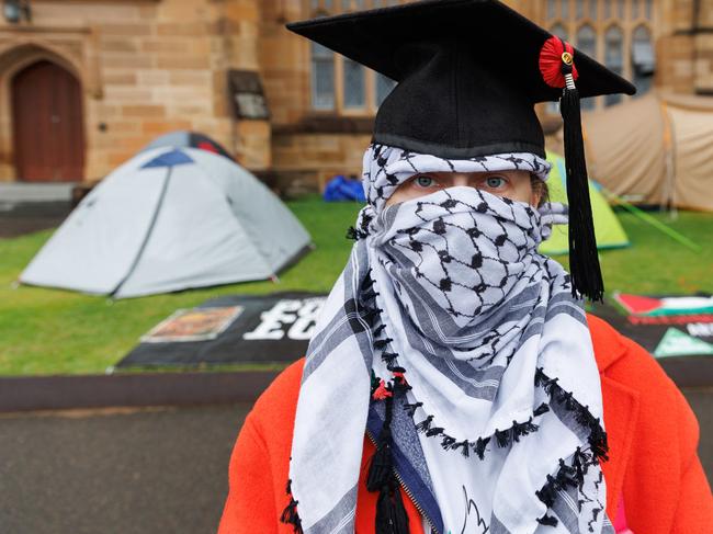 SYDNEY, AUSTRALIA - NewsWire Photos May 3, 2024: Pro-Palestinian rally and tent city at Sydney University today. Elizabeth is a staff member at the University. Picture: NCA NewsWire / David Swift