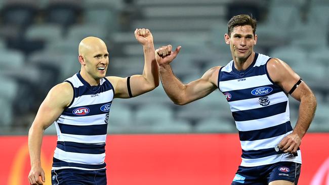 Gary Ablett celebrates a goal Australia.