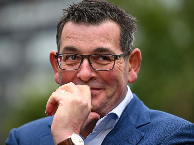 Victorian Premier Daniel Andrews reacts during a press conference at Parliament House in Melbourne, Tuesday, July 18, 2023. The Andrews Labor Government has cancelled the 2026 Commonwealth Games, slated to be held across Victoria. (AAP Image/James Ross) NO ARCHIVING