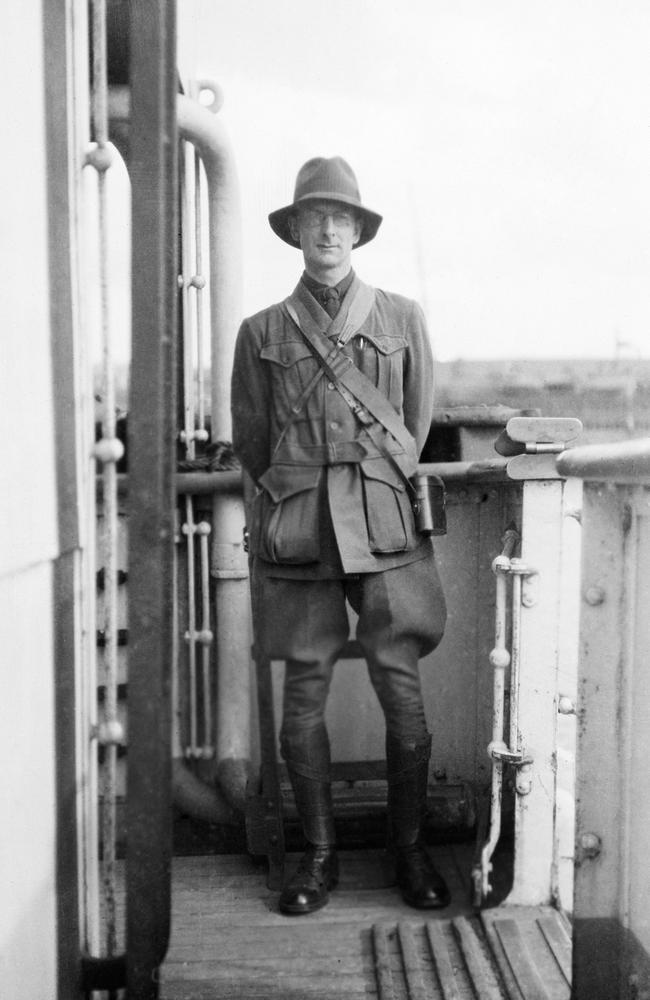 Bean aboard the ship Orvieto with the first contingent of AIF troops. Picture: Australian War Memorial