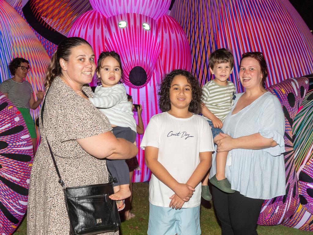 Tegan Holden, Ariyah Mateariki, Izach Mateariki, Jeremy Steward and Courtney Steward at Daly Bay Illuminate Queens Park Goldsmith Street, East Mackay Thursday 5 October 2023 Picture:Michaela Harlow