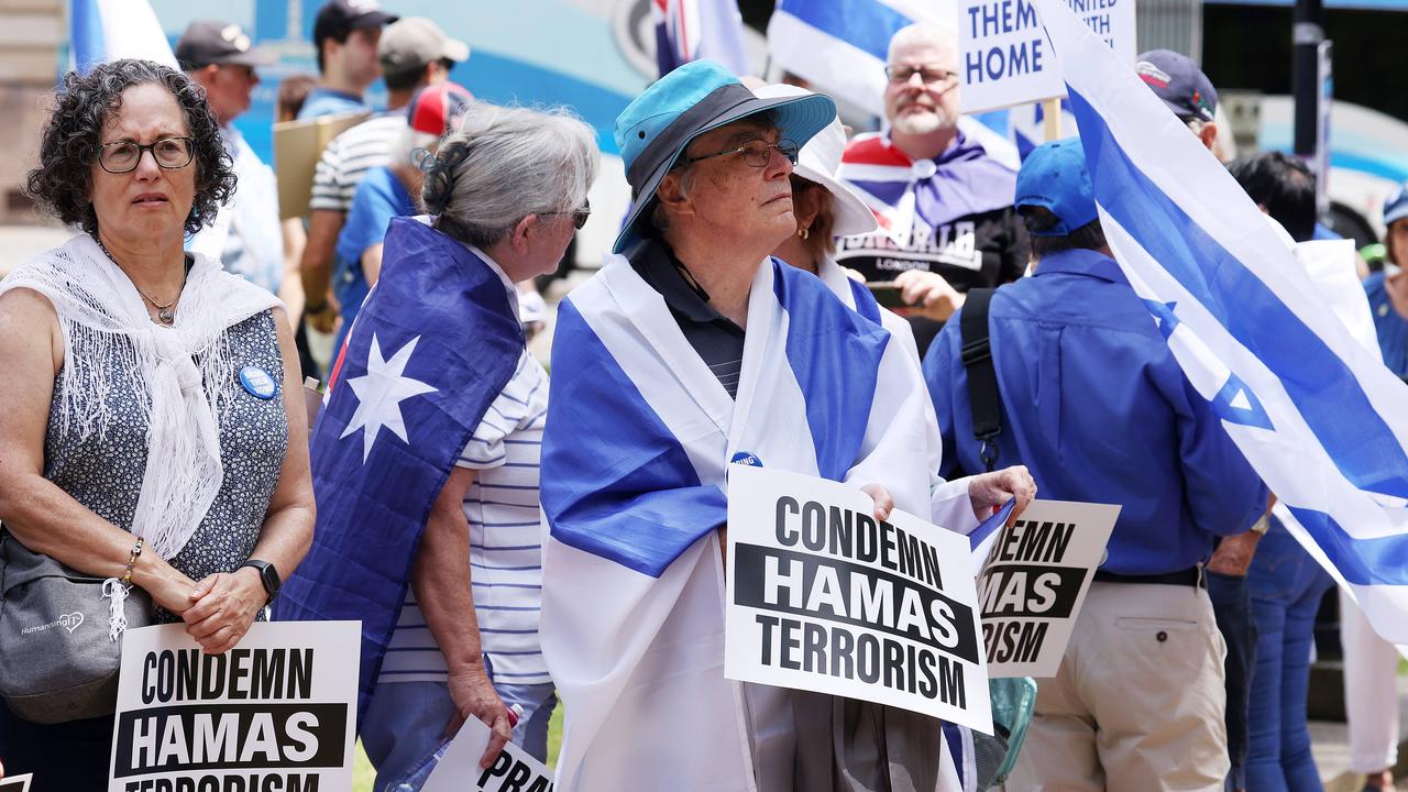 Hundreds attended the pro-Israel march. Picture: Liam Kidston