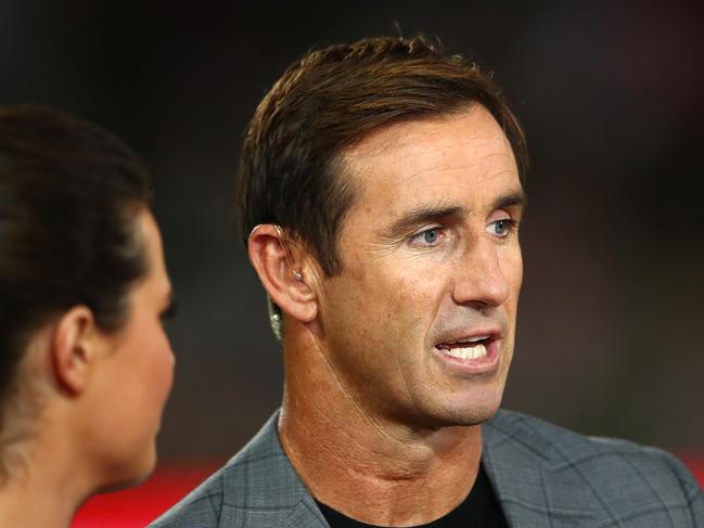 SYDNEY, AUSTRALIA - MARCH 21: Commentator Andrew Johns looks on before the round two NRL match between the St George Illawarra Dragons and the South Sydney Rabbitohs at Netstrata Jubilee Stadium on March 21, 2019 in Sydney, Australia. (Photo by Cameron Spencer/Getty Images)