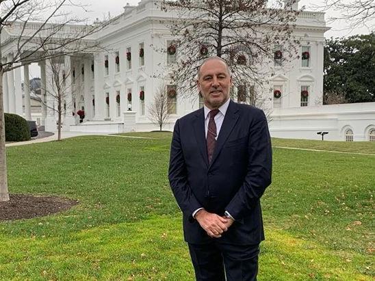 Pastor Brain Houston outside the White House. Picture: Instagram