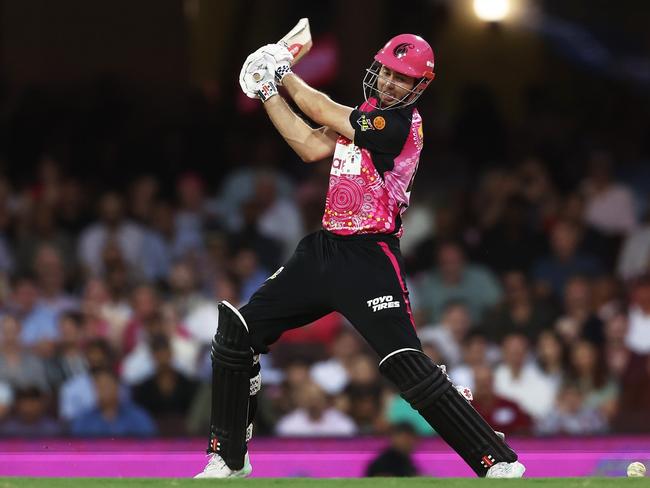 Kurtis Patterson in full flight for the Sydney Sixers. Photo by Matt King/Getty Images