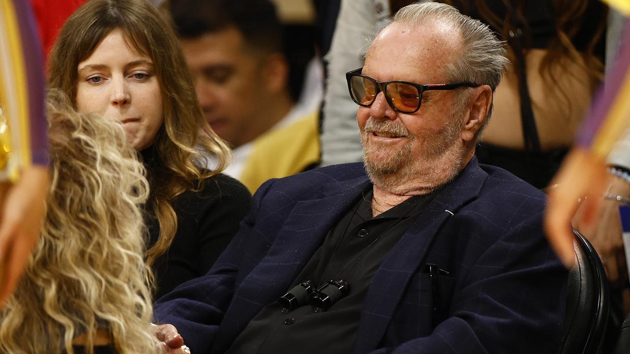 Jack Nicholson was back in his courtside seat. (Photo by Ronald Martinez/Getty Images)