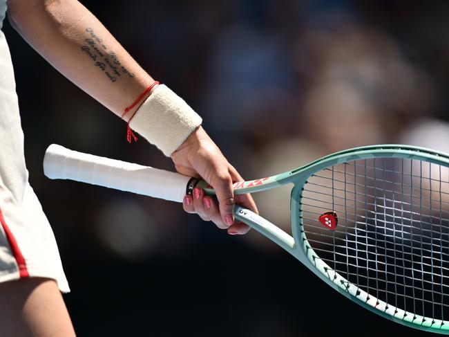 Dayana Yastremska’s tattoo dedicated to her mother. Picture: Hannah Peters/Getty Images