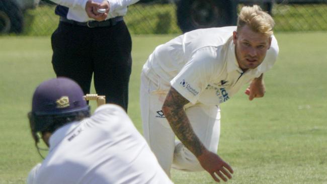 Frankston Peninsula paceman Jack Fowler captured three wickets on Saturday. Picture: Valeriu Campan